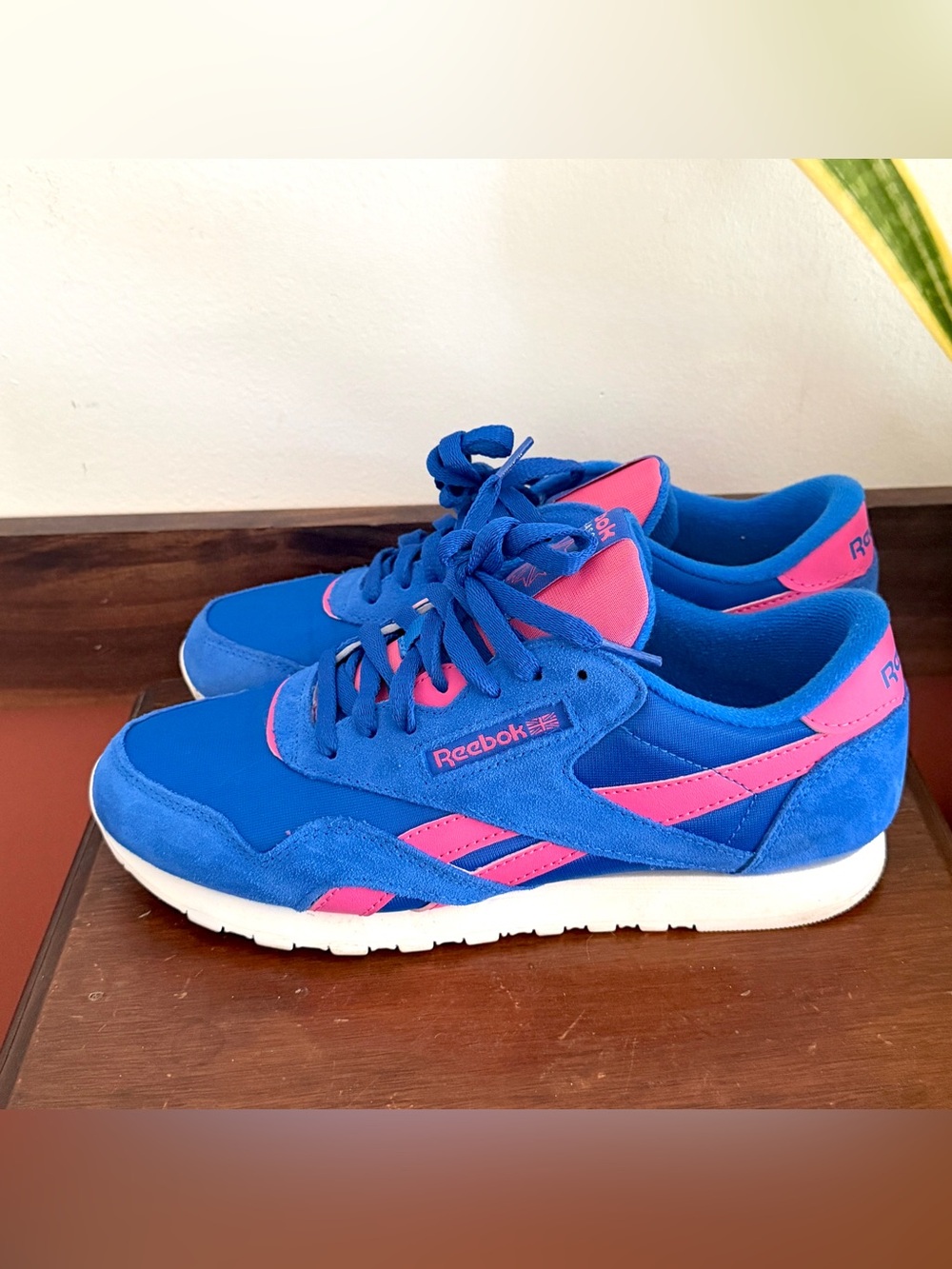 Reebok Women's Classic Nylon Optimum Blue True Pink Chalk Sneakers 9.5 Worn 1X